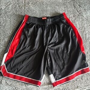 Adidas Men's Black and Red Athletic Shorts